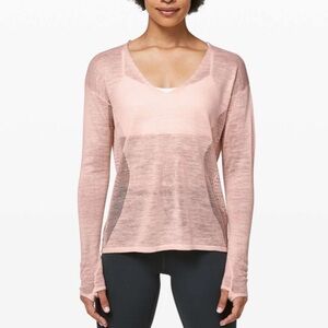 Lululemon Sz 10 Still Movement Sweater Linen In 
Butter Pink